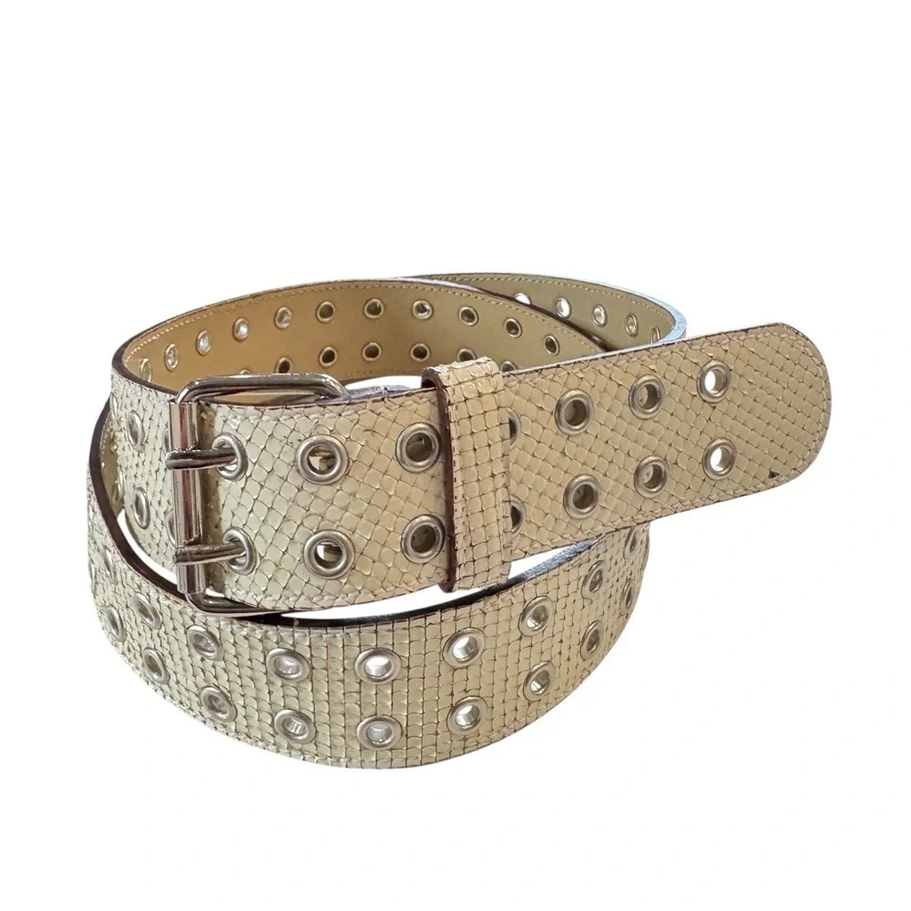 Vintage Vita Nuova Italian Leather Studded Belt Made in Italy Snakeskin Texture